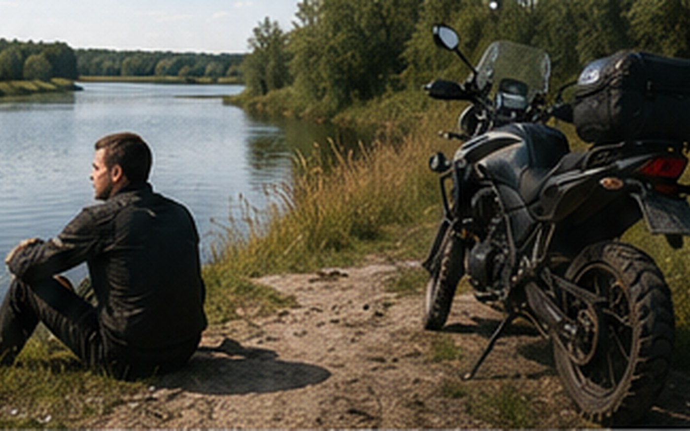 Stop near a river during a route
