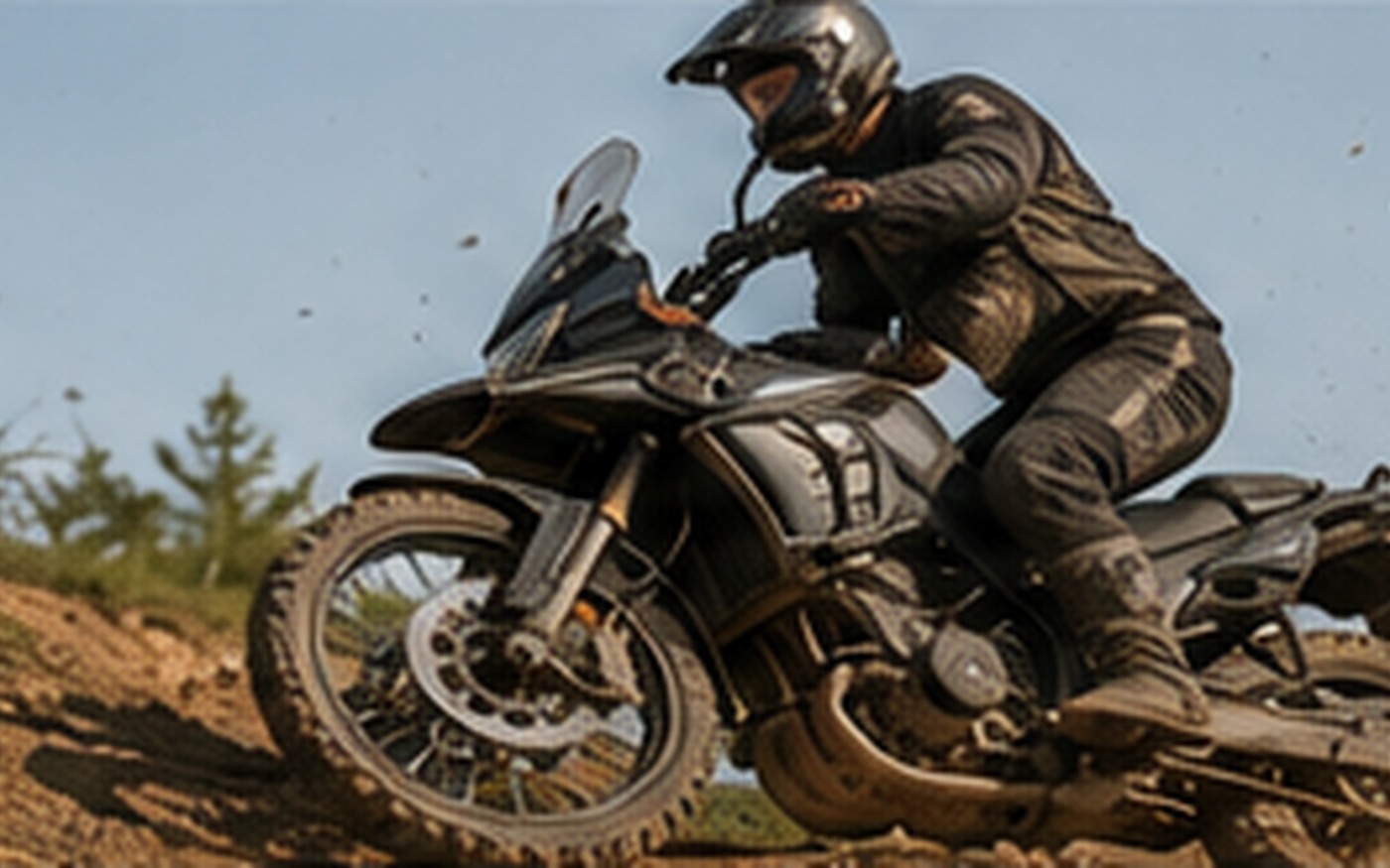 Technical motorcycle section on dirt